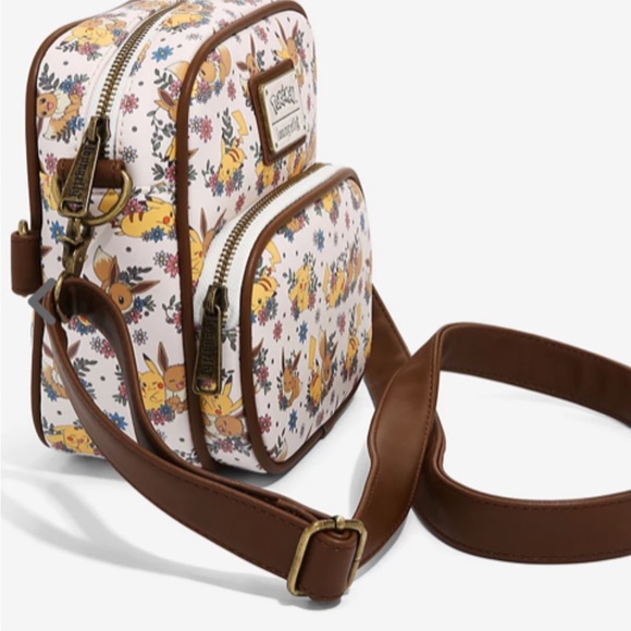 Loungefly Pokémon Pikachu & Eevee Floral Crossbody Bag - Picture 2 of 9